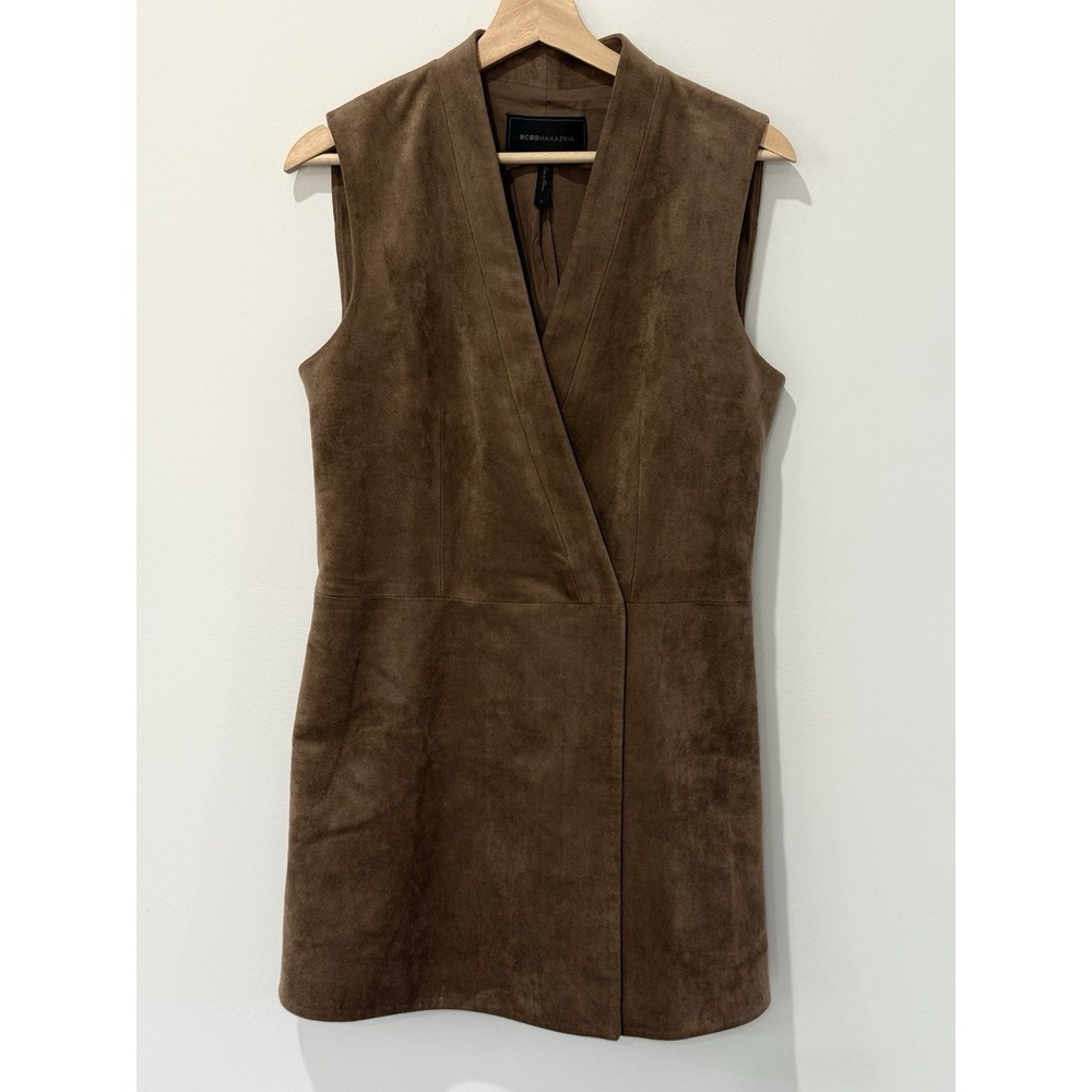 BCBGMaxAzria Brown Suede Sleeveless Mini Dress